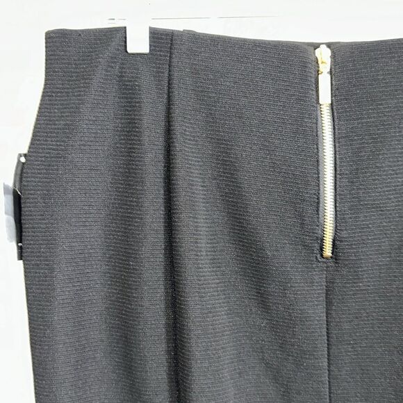 Alfani 14 Modern Edge Deep Black Ribbed Gold Tone Zip Details Pencil Skirt NWT - Picture 6 of 12